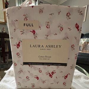 Laura Ashley Red and White Cotton Percale Sheet Set